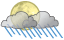 Mostly cloudy with showers